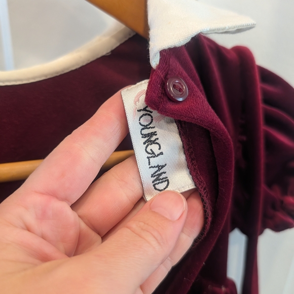 Vintage YOUNGLAND Burgundy Velvet Dress with Matching Purse Size 4t - Picture 9 of 10